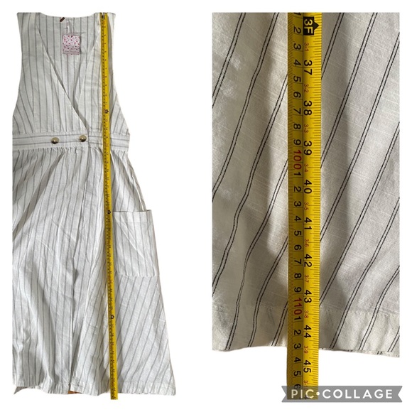 NEW Free People Diana Wrap Midi Dress Ivory Black Stripe Button Pockets Small - Picture 11 of 13